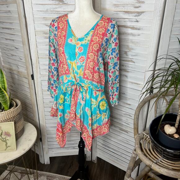 TOLANI COLLECTION Women's Vittoria Aqua Floral Tunic Top Modal Multicolor M NWT - Picture 6 of 16